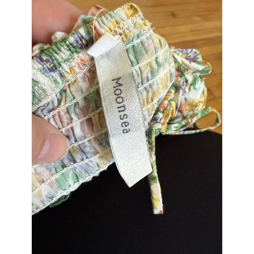 Moonsea blue‎ and yellow floral print high low dress back cut out youth